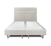 Lit avec tte de lit lignes velours et sommier tapissier gris clair 2x80x200 H35cm