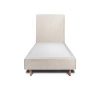 Lit avec tte de lit tapissier bouclette et sommier tapissier beige 90x190 H35cm