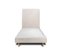 Lit avec tte de lit tapissier bouclette et sommier tapissier beige 90x200 H29cm