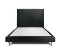 Lit avec tte de lit tapissier bouclette et sommier tapissier noir 140x190 H29cm