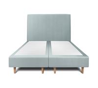 Lit avec tte de lit tapissier velours et sommier tapissier gris bleut 2x100x200 H35cm