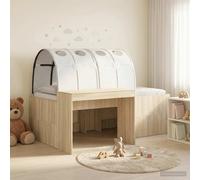 vidaXL Lit tunnel 3 pièces chêne artisanal et blanc, lit moderne élégant, solution rectangulaire pour dormir, rangement en dessous, ameublement minimaliste