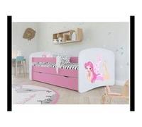 Lit babydreams fée rose à oreilles sans tiroir, matelas 140/70