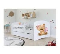 Lit babydreams nounours blanc fleurs sans tiroir sans matelas 140/70