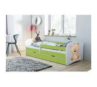 Lit babydreams nounours vert fleurs avec un tiroir matelas 180/80