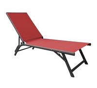 Lit bain de soleil Proloisirs Jersey - Graphite / Rouge