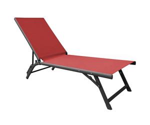Lit bain de soleil Proloisirs Jersey - Graphite / Rouge