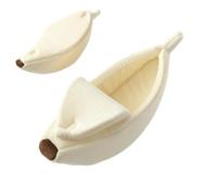 Lit banane chaud en forme de banane avec nid pour l'hiver | Nid d'ange jaune à demi ouvert pour lapins, furets, chinchillas, hamsters