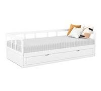 Lit banquette 90 x 190 cm ZOYA convertible 180 x 190 cm blanc avec 1 tiroir de rangement Blanc G