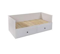 Lit banquette 90X200 cm extensible en 180X200 cm avec tiroirs de rangement en pin vernis blanc - WILMA