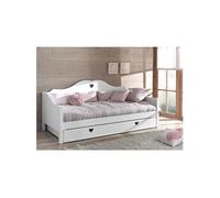 Lit Banquette 90x200cm Blanc avec Tiroir de Lit - MILADY -