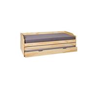 Lit banquette en bois massif coloris naturel - Dim : 97 x 209 x 65 cm --