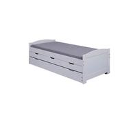 Lit Gigogne ULLI 90x190 Cm 2 Couchages + 3 Tiroirs Bois Massif et MDF Vernis Blanc
