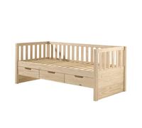 Lit banquette Friedrich en pin massif avec 3 tiroirs - VIPACK - Enfant - Marron - 90 x 200 cm - A lattes