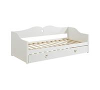 Lit banquette gigogne 2 x 90 x 190 cm - Pin et MDF - Blanc - DASTIVA