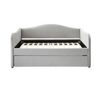 Lit banquette gigogne 2 x 90 x 190 cm - Velours - Gris clair - MATHILDE