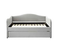 Lit banquette gigogne 2 x 90 x 190 cm - Velours - Gris clair - MATHILDE