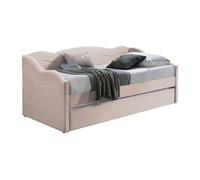 Lit banquette gigogne 2 x 90 x 190 cm - Velours - Rose - LENVIA