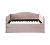 Lit banquette gigogne 2 x 90 x 190 cm - Velours - Rose - MATHILDE