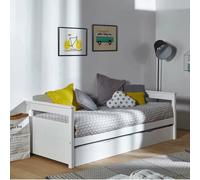 Lit Banquette Gigogne Bois Massif Izao Blanc 90X190