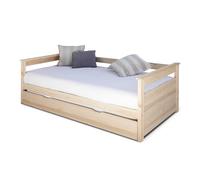 Lit Banquette Gigogne Bois Massif Izao Bois Naturel 90X200