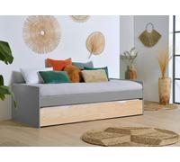 Lit Banquette Gigogne Landes Flanelle Et Bois Massif 90X190