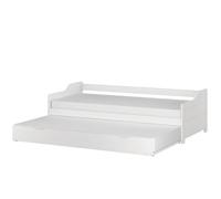 Lit banquette gigogne pin massif blanc 90x200 y compris tiroir, 2 sommiers et 2 matelas 60.34-09WM