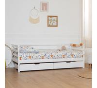 Happy Garden Lit banquette enfant Jules 190 x 90 cm bois blanc anti-chute sommier 2 tiroirs