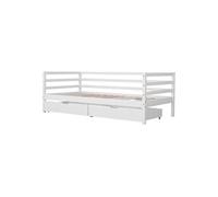 Happy Garden Lit Banquette Enfant 190 x 90 cm en Bois Blanc, avec Anti-Chute, sommier et Deux Grands tiroirs gigognes, Jules
