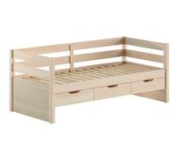 Lit banquette - VIPACK - Maggie - 90 x 200 cm - 3 tiroirs - pin massif - milky pine