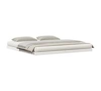 Lit bas en bois de pin massif blanc, 213,5 x 184 x 9 cm, avec sommier inclus, idéal pour matelas California King (183 x 213 cm), design moderne et minimaliste, résistant jusqu'à 200 kg