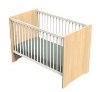 Lit bébé 120 x 60 avec têtes de lit arrondies en bois décor chêne miel