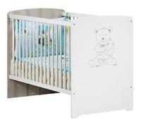 Baby Price – Lit bébé sérigraphié taupe en bois – Teddy blanc – 60 x 120