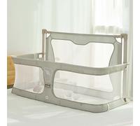 Lit Bébé, 120x50cm, Berceaux, berceau bébé evolutif, lit cododo bebe avec Moustiquaire, fenêtre en maille respirante et visible, housse de doublure douce lavable et alliage d'aluminium robuste ( Color