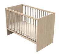 Lit bébé à barreaux en bois décor chêne suave - tokyo marron 60X120
