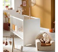 Lit bébé 120x60 avec têtes de lit panneaux laquées blanc et sommier réglable - basic blanc 60X120