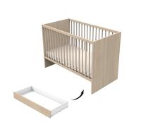 Lit bébé à barreaux en bois décor chêne suave - tokyo marron 60X120