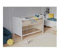 Lit bébé 120x60cm avec Matelas en Mousse Aloe Vera,Lit evolutif Bebe en Bois, Lit d'enfant convertible Pin-Blanc