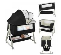 Lit bébé 3 en 1-Cododo transformable en berceau-Avec matelas-Table à langer-Panier de rangement-6 Hauteurs réglables(0-3ans)