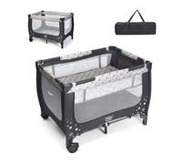 CostwayLit Parapluie pour bébé avec Matelas Roulettes Sac de transport Parc Bébé 0-36 Mois Charge Max : 15KG