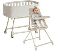 Lit Bébé 3en1 LIONELO Maddie Set - Évolutive - Transat - Chaise haute - Pliable - Jusqu’à 15 kg - 4 roues - Matelas inclus