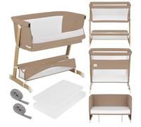 Lit bébé 5en1 LIONELO Thomi Plus - Lit Cododo - Barceau Bebe - Parc bebe - Canapé-lit - Jusqu'à 100 kg - 2 matelas - Caramel