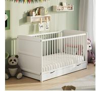 Lit bébé 60x120 avec tiroir- Lit à barreaux - Tailles disponibles 70x140/60x120 cm - Dès la naissance jusqu’à 3 ans - Blanc