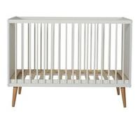 Lit bébé 60x120 cm bois laqué blanc et pieds hêtre massif Cosy Blanc G