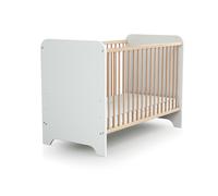 Lit bébé 60x120 cm CARROUSEL Blanc et Hêtre Verni
