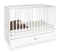 Lit Bébé 60x120 Dodo Blanc avec Tiroir - Hauteur Réglable 3 Positions Matelas - Berceau Bois avec Barreaux Sécurisé