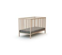 WEBABY - Lit bébé 60x120cm Hêtre Brut 124 x 64,5 x 82 cm ONE | Bois massif | Dès la naissance | Confort de sommeil | Sommier à lattes | Lit à barreaux |Sommier réglable 3 hauteurs