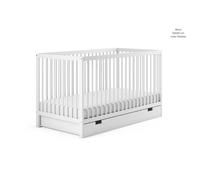 Kids Collective Lit bébé lit d'enfant lit à barreaux 60x120 réglable en Hauteur & barreaux Amovibles, avec tiroir et Matelas | Bois de hêtre Blanc très Stable Made in Europe