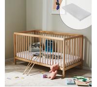 Kids Collective Lit bébé évolutif 60x120 & 70x140 cm + Matelas - Sommier 9 hauteurs, barreaux Amovibles, hêtre Massif | Naissance à 3 Ans | Naturel