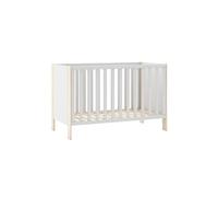 Lit Bébé 60x120cm MDF et Pin Coloris Blanc et Naturel - KAINA -